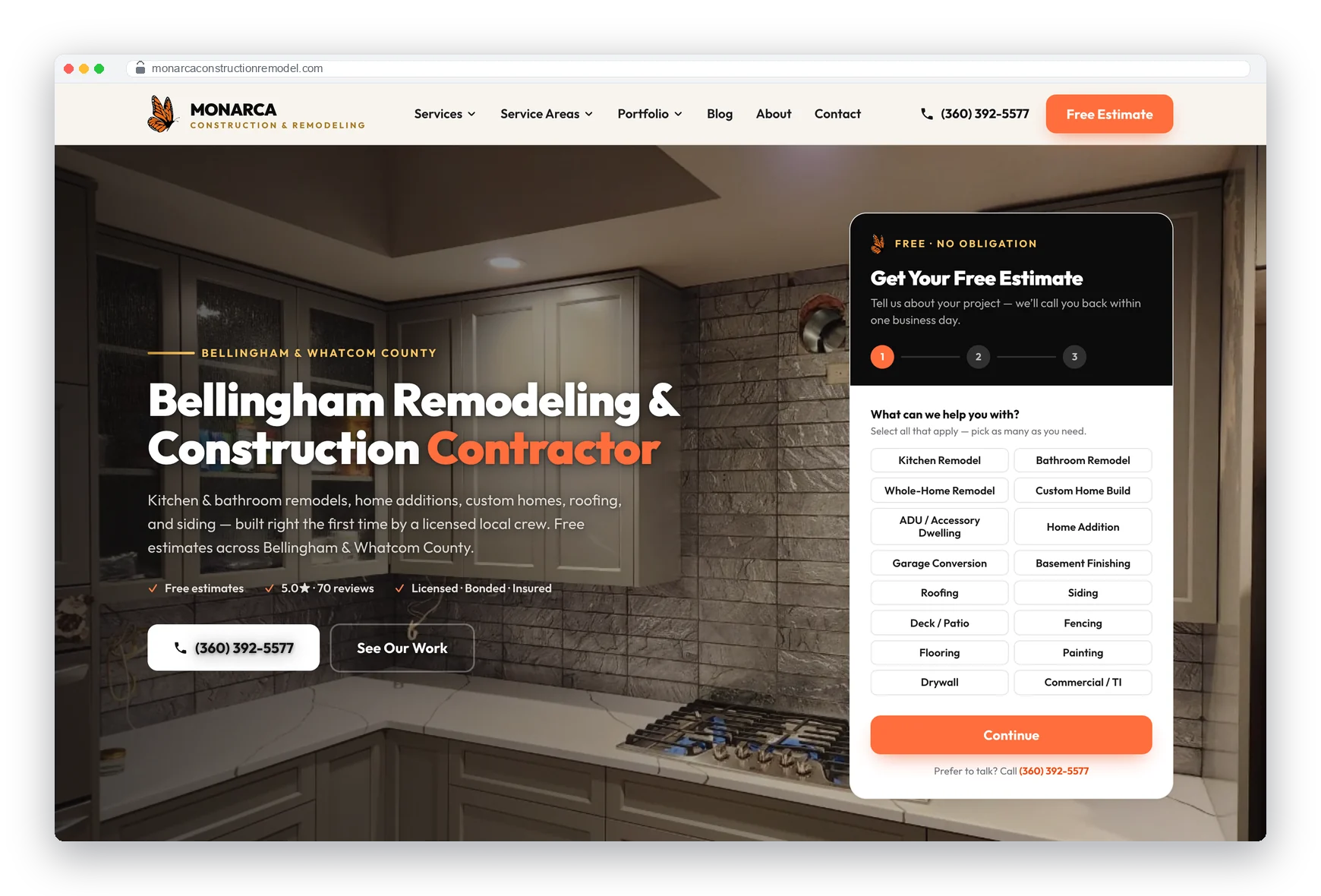 Monarca Construction website
