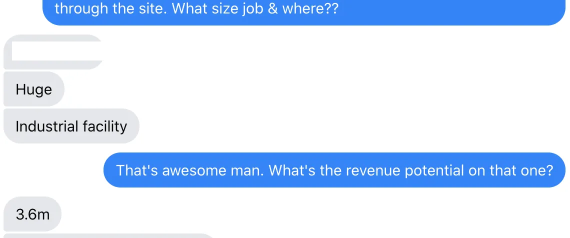 Client text: 3.6M industrial facility job from the site