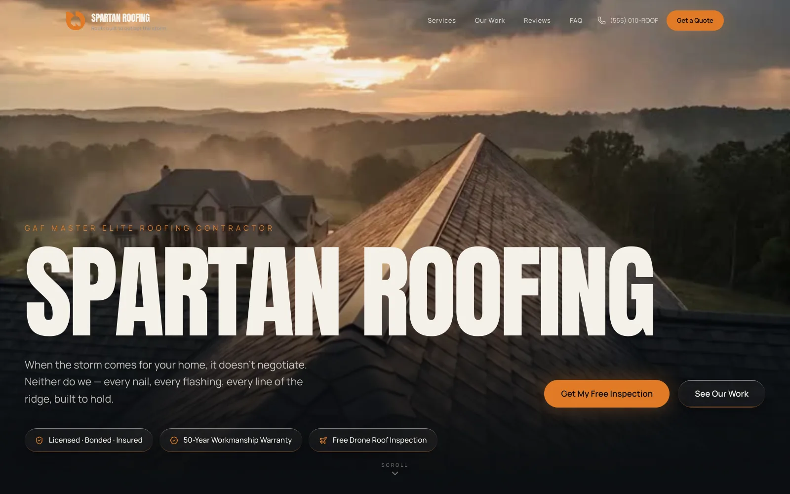 Preview of the roofing website we build for you